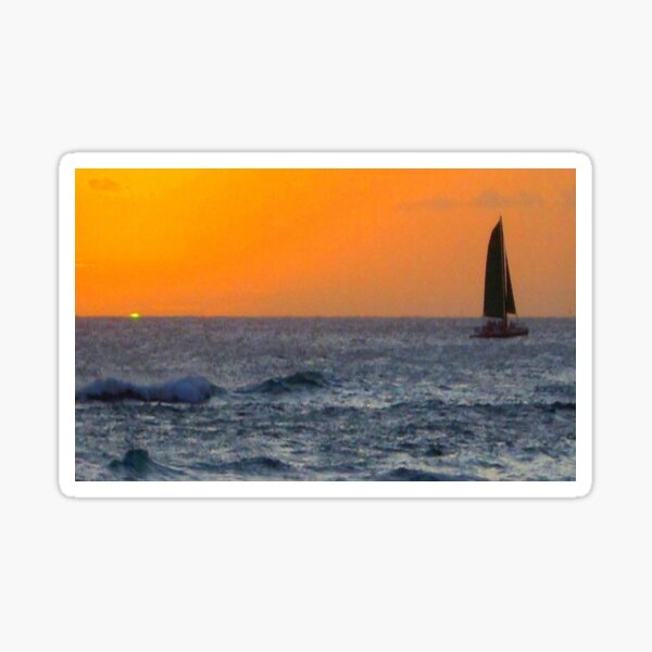 Green Flash sunset (sliver) at Leahi Park Sticker