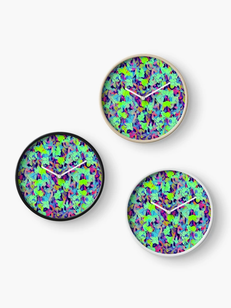 Thumbnail 3 of 4, Clock, Abstract Colorful Floral Pattern designed and sold by calibrit.