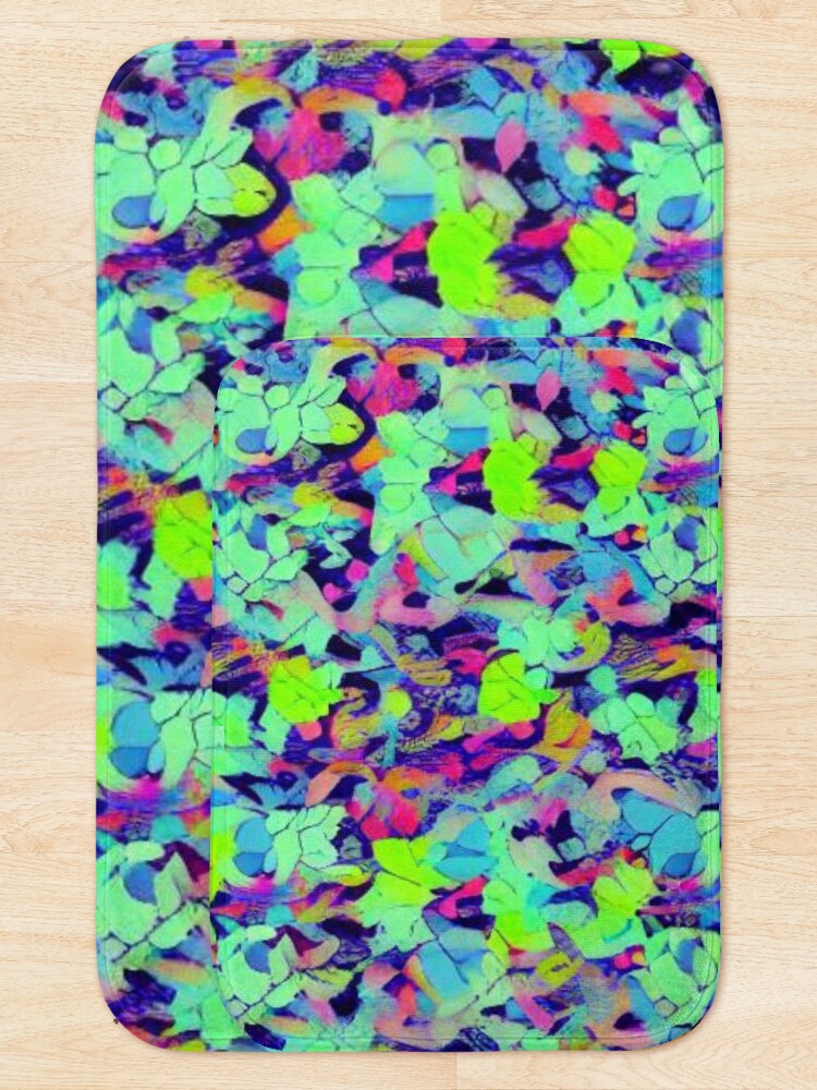 Thumbnail 5 of 6, Bath Mat, Abstract Colorful Floral Pattern designed and sold by calibrit.