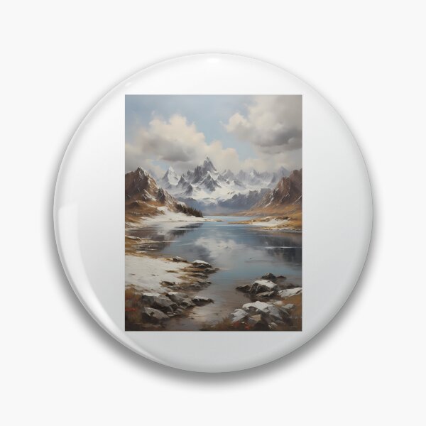 Item preview, A beautiful mountain lake with snow-capped peaks, vintage oil painting designed and sold by CreativeSparkzz.