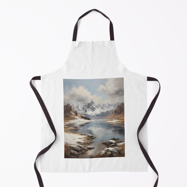 Item preview, A beautiful mountain lake with snow-capped peaks, vintage oil painting designed and sold by CreativeSparkzz.