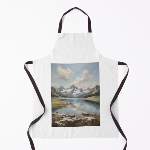 Item preview, A beautiful mountain lake with snow-capped peaks, vintage oil painting designed and sold by CreativeSparkzz.