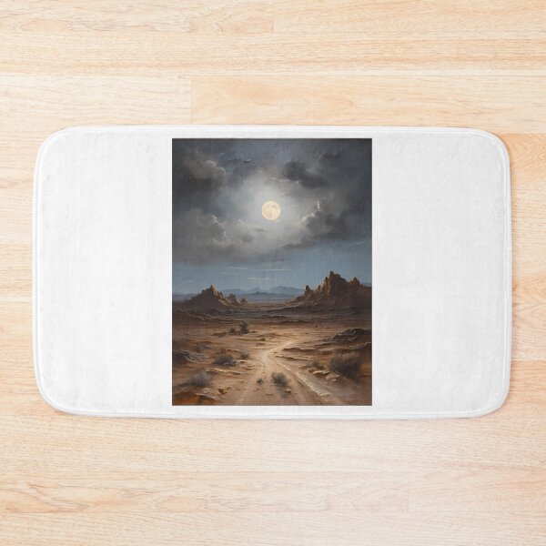 Item preview, The full moon over a desert landscape, vintage oil painting designed and sold by CreativeSparkzz.