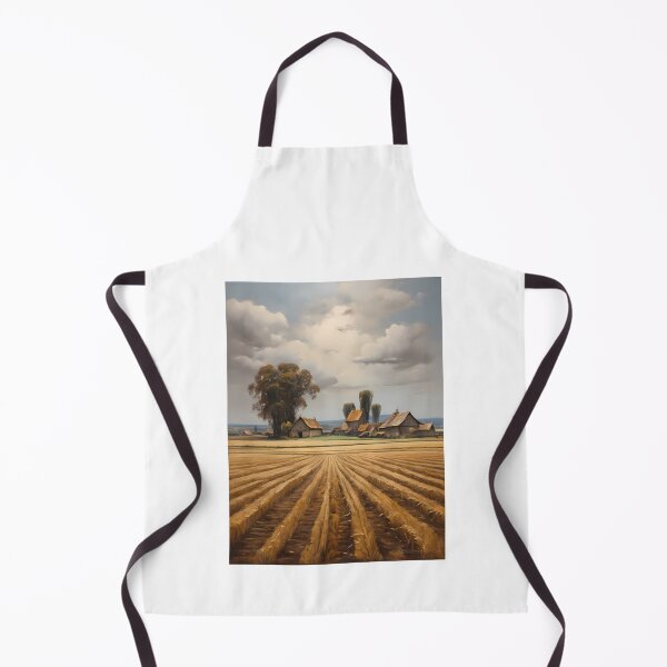 Item preview, A grain field in front of a beautiful farm, vintage oil painting designed and sold by CreativeSparkzz.