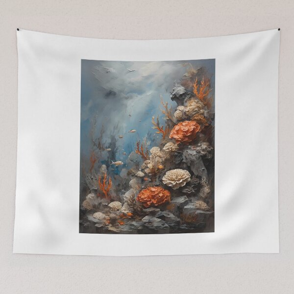 Item preview, Fish swimming in a coral reef, vintage oil painting designed and sold by CreativeSparkzz.