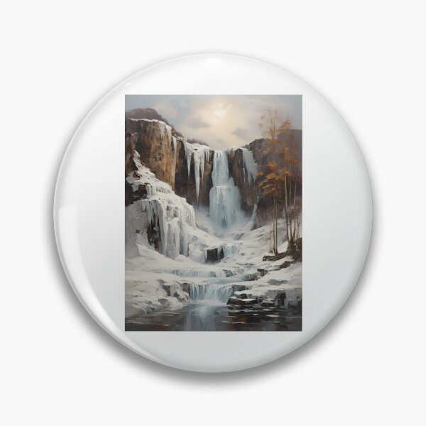 Item preview, A frozen waterfall in winter, vintage oil painting designed and sold by CreativeSparkzz.