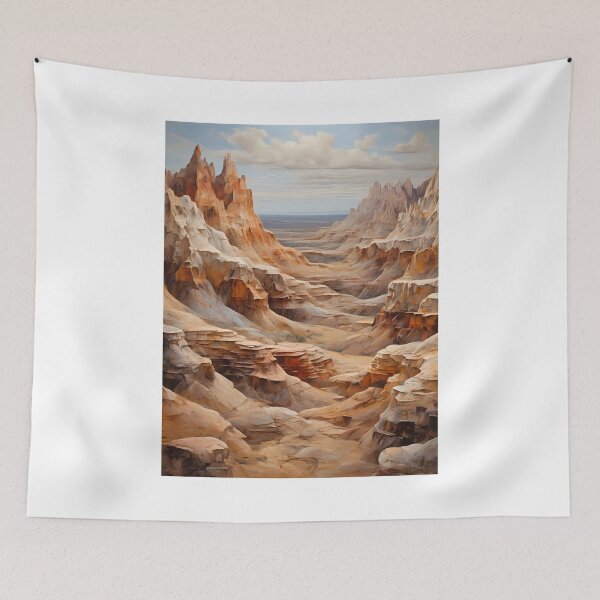 Item preview, Rock formations in the wasteland, vintage oil painting designed and sold by CreativeSparkzz.