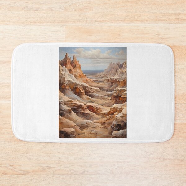 Item preview, Rock formations in the wasteland, vintage oil painting designed and sold by CreativeSparkzz.