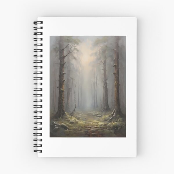 Item preview, A mystical forest in the fog, vintage oil painting designed and sold by CreativeSparkzz.