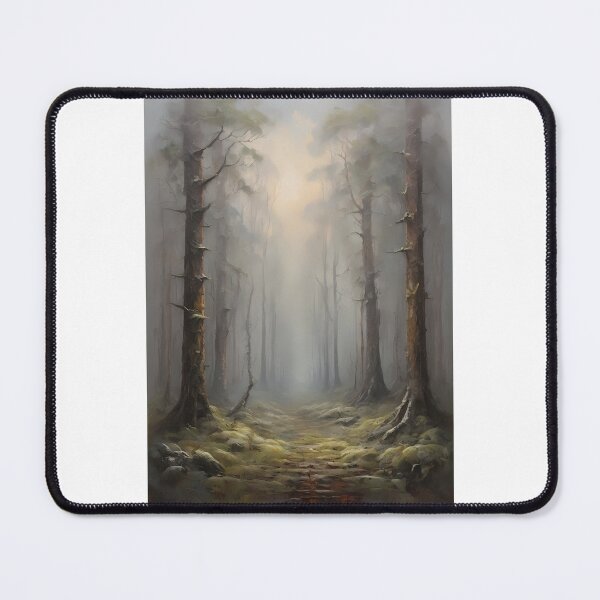 Item preview, A mystical forest in the fog, vintage oil painting designed and sold by CreativeSparkzz.