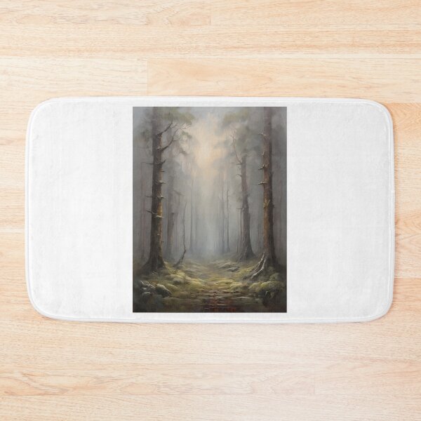 Item preview, A mystical forest in the fog, vintage oil painting designed and sold by CreativeSparkzz.