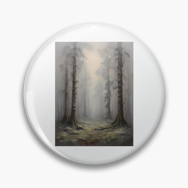 Item preview, A mystical forest in the fog, vintage oil painting designed and sold by CreativeSparkzz.