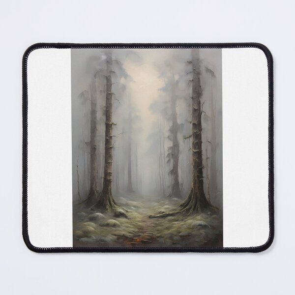 Item preview, A mystical forest in the fog, vintage oil painting designed and sold by CreativeSparkzz.