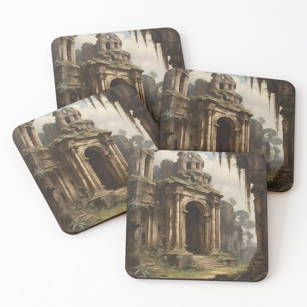 Item preview, Ancient ruins in the jungle, vintage oil painting designed and sold by CreativeSparkzz.