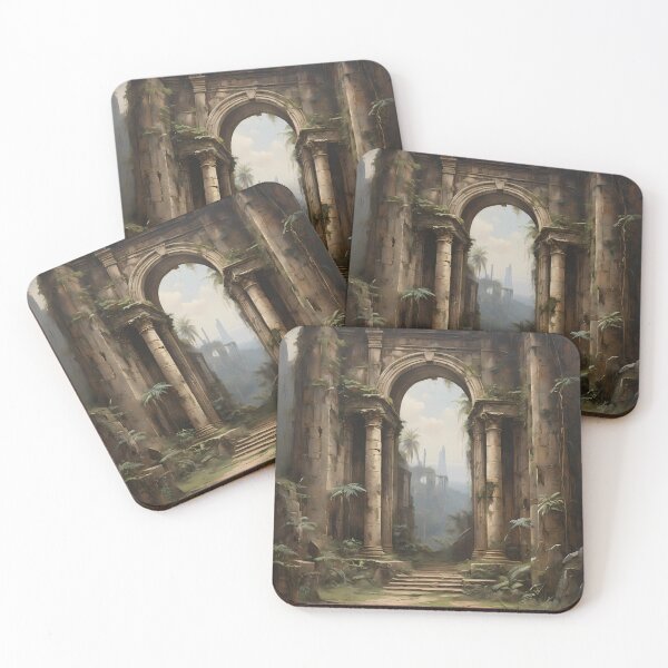 Item preview, Ancient ruins in the jungle, vintage oil painting designed and sold by CreativeSparkzz.