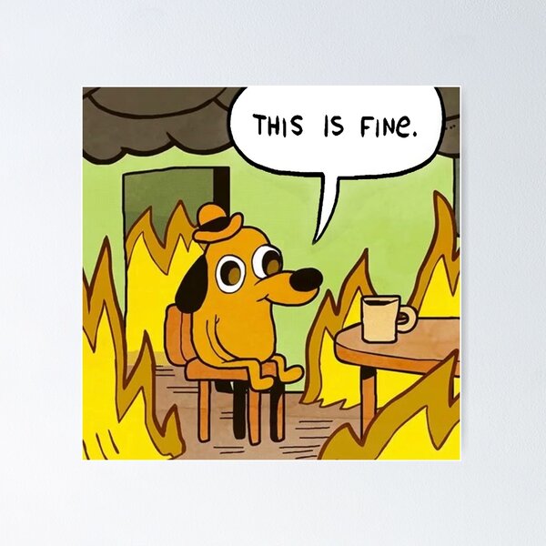 This is fine dog meme Framed Art Print by Camivg