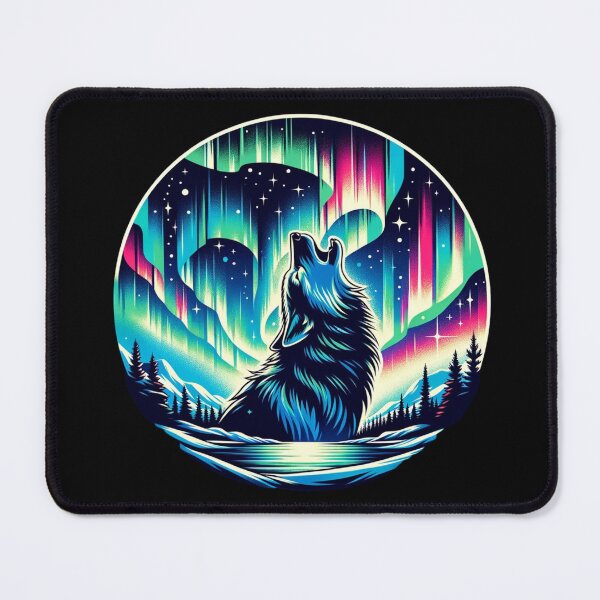 Item preview, "Aurora Howl - Wolf in Northern Lights" designed and sold by ChromaticBlend.