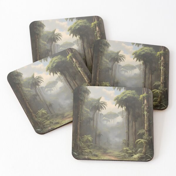 Item preview, A subtropical rainforest with beautiful trees, vintage oil painting designed and sold by CreativeSparkzz.