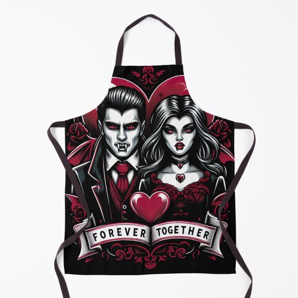 Item preview, Vampire Valentine Together Forever Cute Heart Vampires designed and sold by SpookshowDesign.