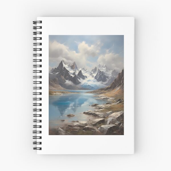 Item preview, A beautiful mountain lake with snow-capped peaks, vintage oil painting designed and sold by CreativeSparkzz.