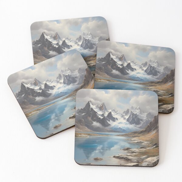 Item preview, A beautiful mountain lake with snow-capped peaks, vintage oil painting designed and sold by CreativeSparkzz.