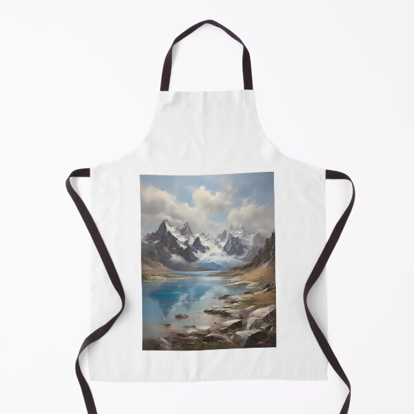 Item preview, A beautiful mountain lake with snow-capped peaks, vintage oil painting designed and sold by CreativeSparkzz.