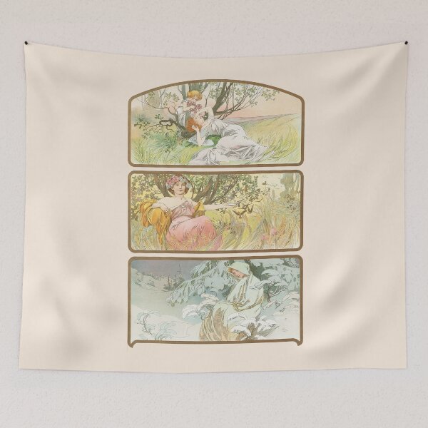 Item preview, Three Seasons (1898), by Alphonse Mucha. HIGH DEFINITION designed and sold by MINDTHECHERRY.