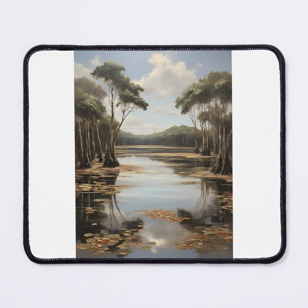 Item preview, A body of water in the mangrove forest, vintage oil painting designed and sold by CreativeSparkzz.
