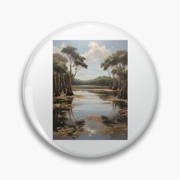 Item preview, A body of water in the mangrove forest, vintage oil painting designed and sold by CreativeSparkzz.