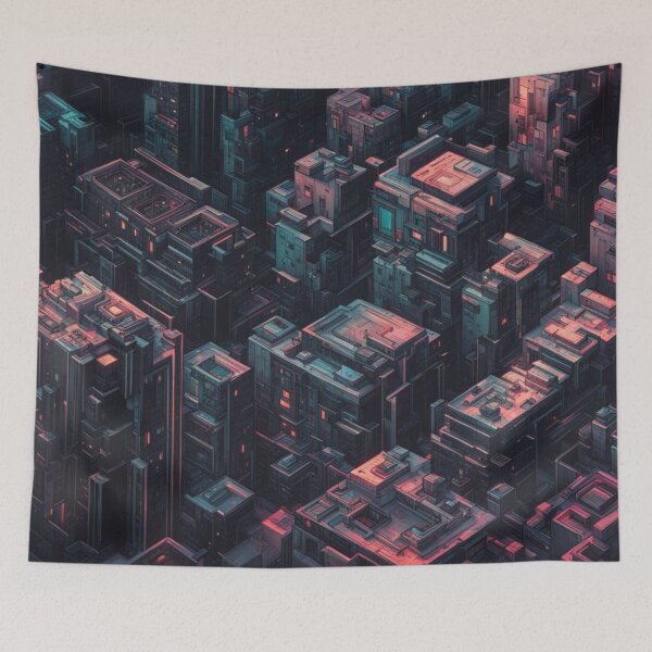 Item preview, Cyberpunk Blocks, Scifi Pattern, Digital Art designed and sold by Burn-Ego.