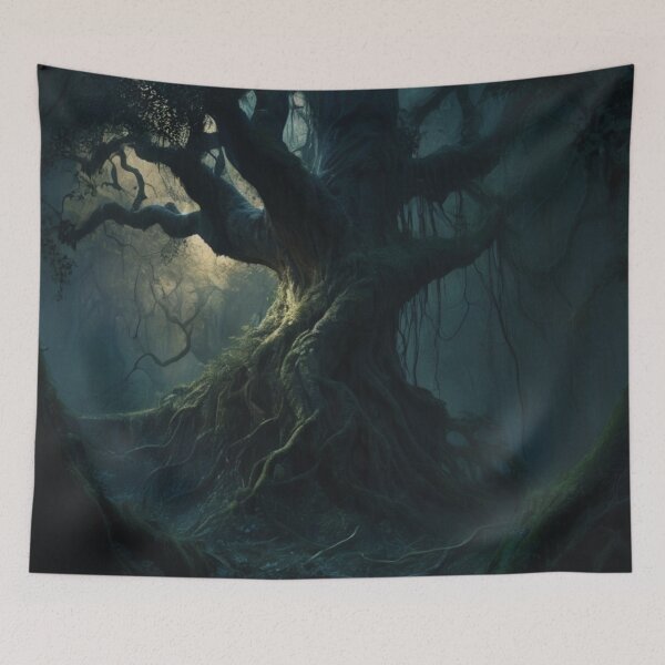 Item preview, dark themed jungle, old powerful tree designed and sold by mikaws.
