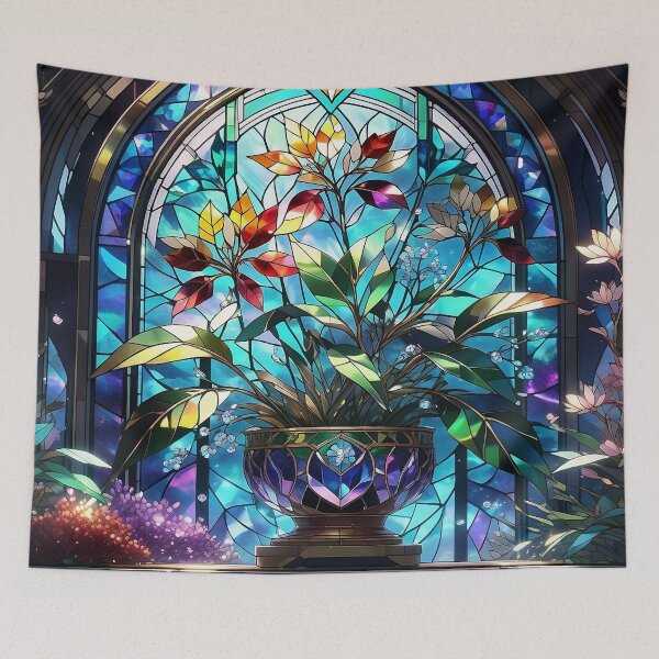 Item preview, Flowers stained glass window designed and sold by LilithsDesires.
