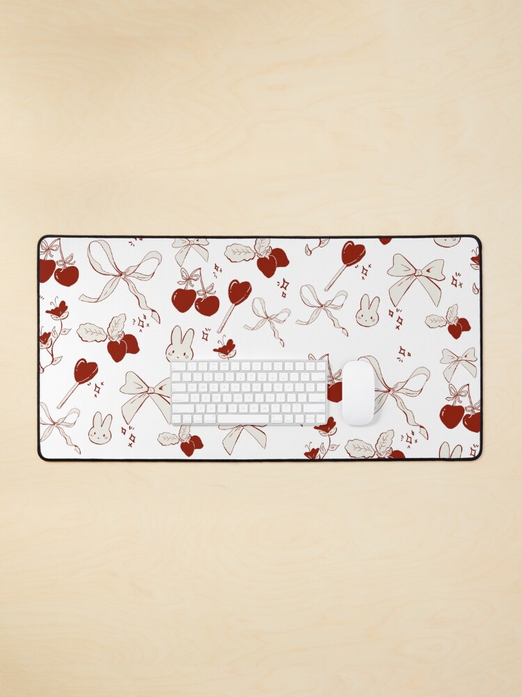 Thumbnail 1 of 5, Mouse Pad, Coquette Ribbons, bows and Cherrys Aesthetic designed and sold by Rojasole.