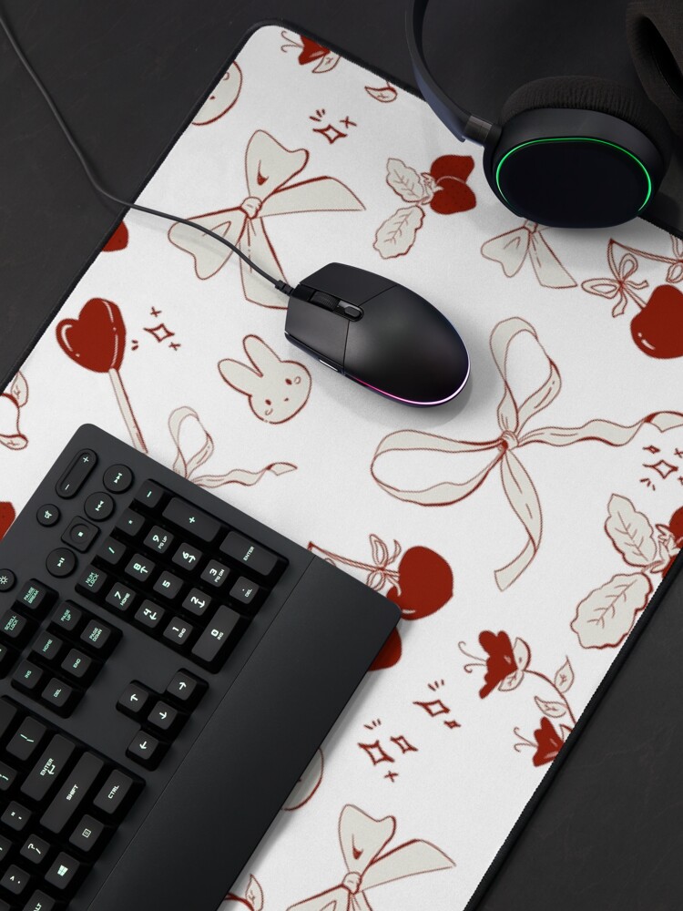 Thumbnail 4 of 5, Mouse Pad, Coquette Ribbons, bows and Cherrys Aesthetic designed and sold by Rojasole.