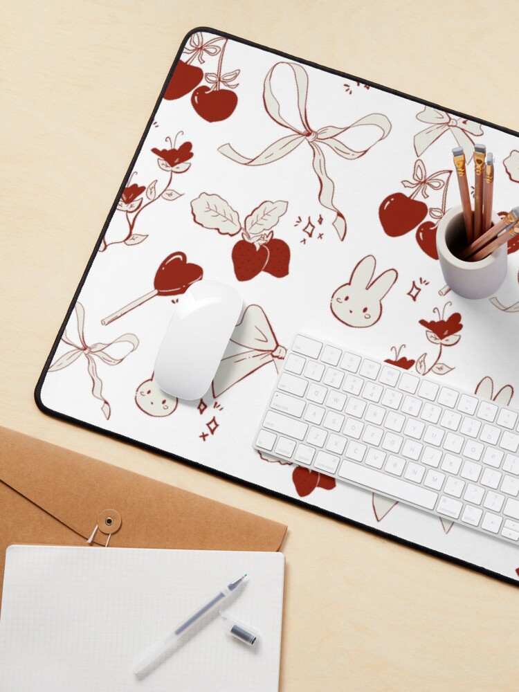 Thumbnail 3 of 5, Mouse Pad, Coquette Ribbons, bows and Cherrys Aesthetic designed and sold by Rojasole.