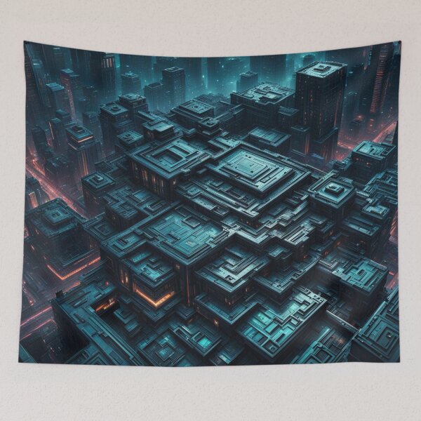 Item preview, Cyberpunk Rooftops, Neo Noir, Digital Art designed and sold by Burn-Ego.