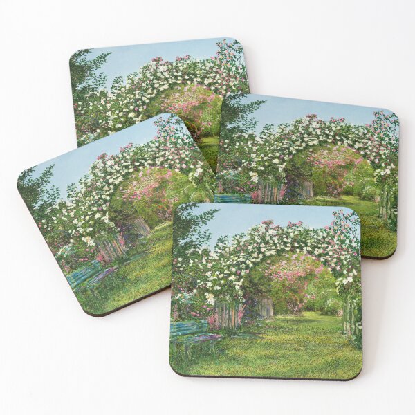 Item preview, Garden gate - a view of the summer rose garden with a bench designed and sold by art paintings.