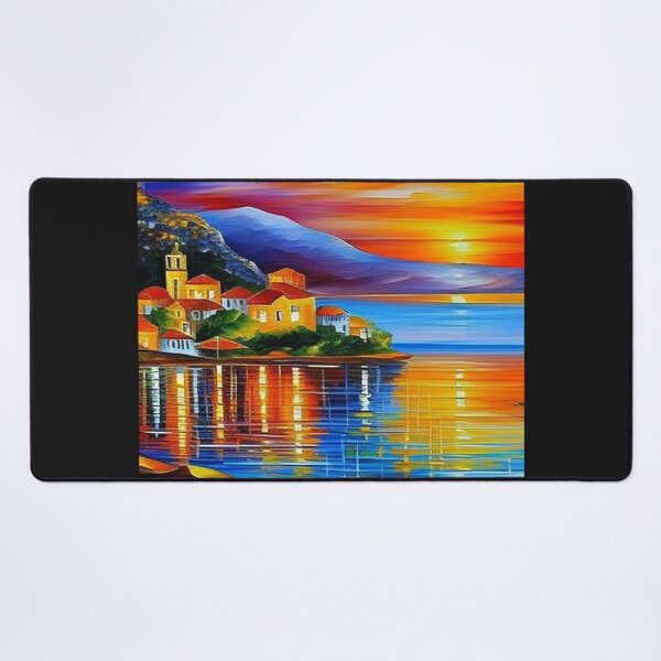 Item preview, Calm Maritime Village: Idyllic Sunset Scene designed and sold by artnftjimmy.