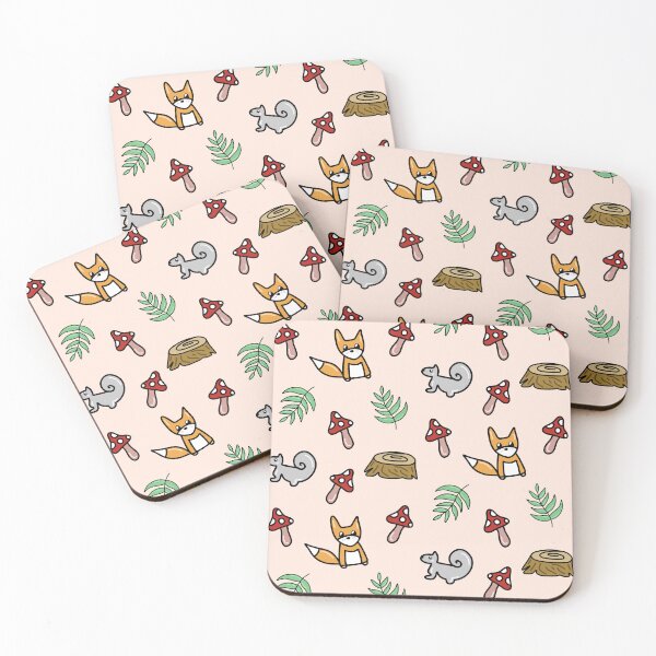 Item preview, Cute Magical Forest Whimsical Woodland Fox,Squirrel and Mushroom Doodles Pattern, made by EndlessEmporium  designed and sold by EndlessEmporium.