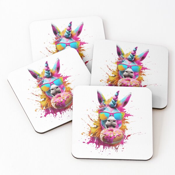 Item preview, Rainbow Llama Unicorn Eating a Donut with Sunglasses designed and sold by TyGuySupply.
