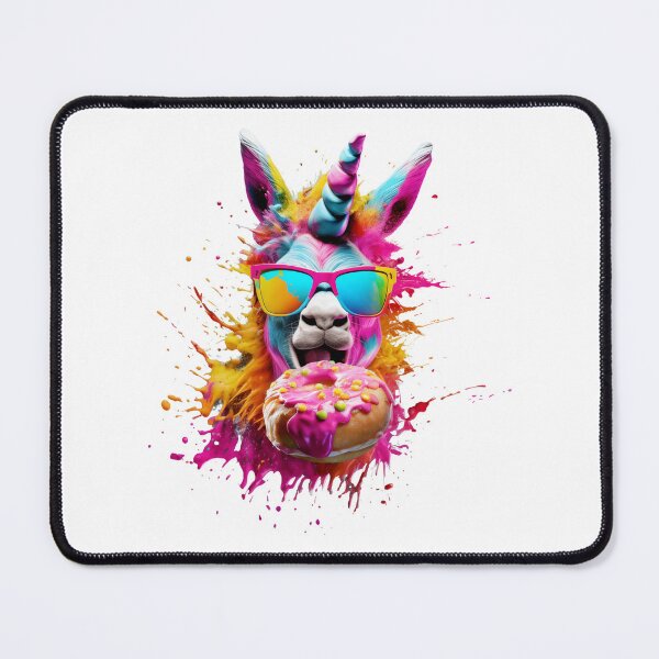 Item preview, Rainbow Llama Unicorn Eating a Donut with Sunglasses designed and sold by TyGuySupply.