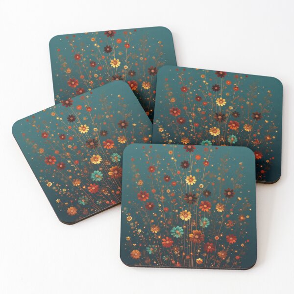 Item preview, Teal Blossom: A Symphony of Orange, Gold, and Teal Wildflowers designed and sold by LyssasMindArt.