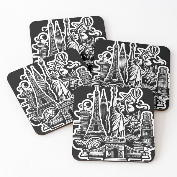 Item preview, Monochromatic Dream: Iconic Landmarks Under Starlit Sky designed and sold by DethLock.