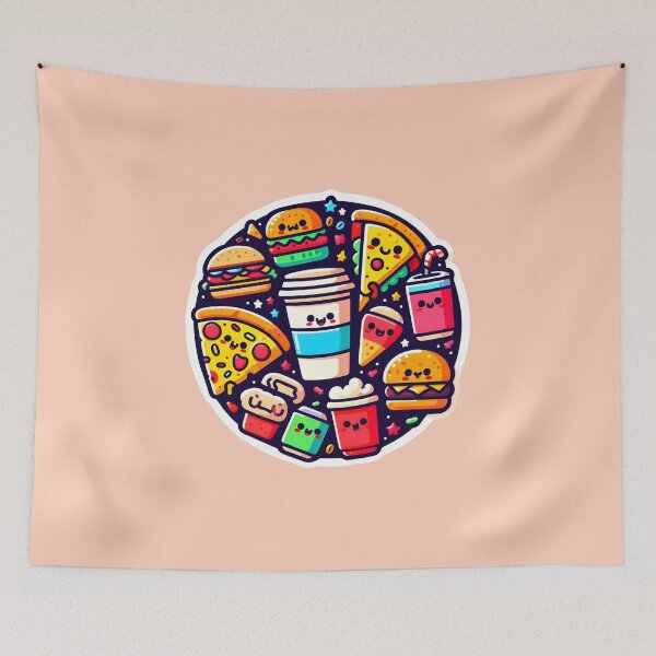 Item preview, Joyful Fast Food Characters Spreading Happiness in Snackville designed and sold by DethLock.