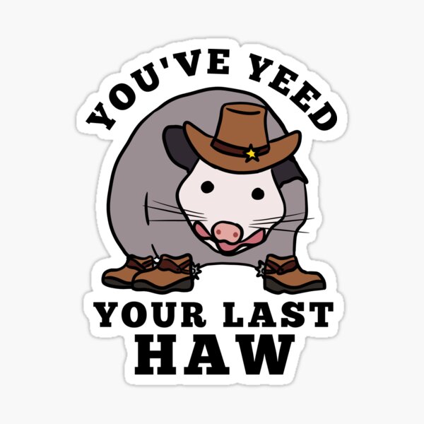 Opossum You’ve Yeed Your Last Haw Funny Cowboy Sticker