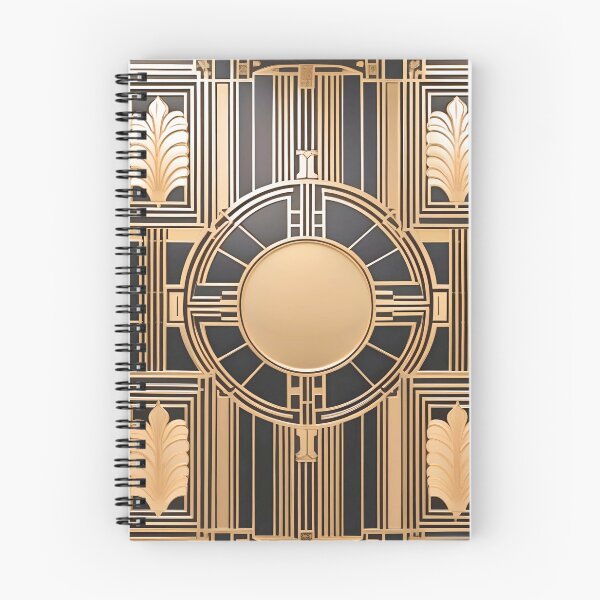 Item preview, Art Deco tile with a golden circle and gold leaves on black designed and sold by eatmorvelopator.