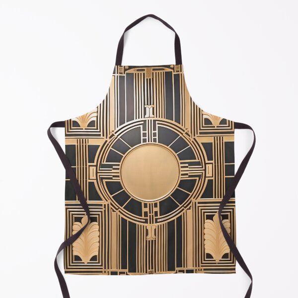 Item preview, Art Deco tile with a golden circle and gold leaves on black designed and sold by eatmorvelopator.