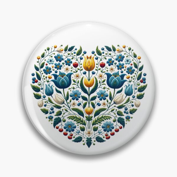 Item preview, Ethnic Flowers Heart Shape - Kashubian Folklore Art - Travel Poland Europe  designed and sold by DesignPoland.