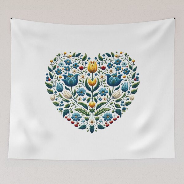 Item preview, Ethnic Flowers Heart Shape - Kashubian Folklore Art - Travel Poland Europe  designed and sold by DesignPoland.