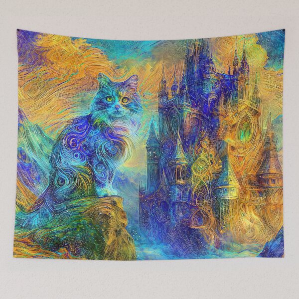 Item preview, Abstract abstraction of castle and cat. DeepDream #3319354115681 designed and sold by blackhalt.